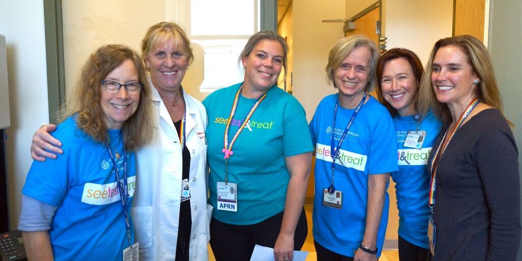See, Test &amp; Treat volunteers, including lead pathologist Dr. Rebecca Osgood (third from right).